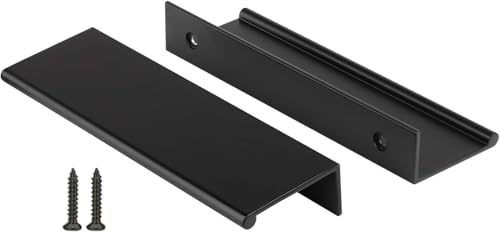 Rergy 10 Pack 3-3/4" Cabinet Pulls Black Finger Pulls for Cabinets - color: Black, size: Hole Center: 3-3/4in(96mm)