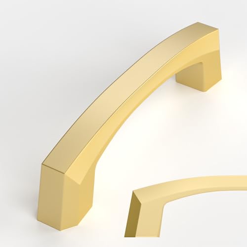 Amerdeco 10 Pack Brushed Gold Cabinet Pulls 3 Inch(76MM) Hole Centers Kitchen Cabinet Handles Hardware Kitchen Handles for Cabinets Cupboard Handles Drawer Pulls ZH0032 - color: Brushed Gold, size: 3"/76MM Hole Center