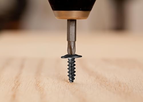 Wensilon（400 pcs）#4×1" Phillips Truss Head Wood Screws Black Galvanizing Quick Metal Self Tapping. - color: Black, size: #4×1"