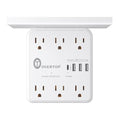 Overtop Power Charger with Shelf,Wall Outlet Extender,Surge Protector 1800J - color: Off White-6AC