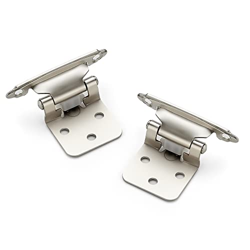 Ravinte Brushed Nickel Cabinet Hinges, 1/2 Inch Overlay, 4 Pack (2 Pairs) - color: Satin Nickel
