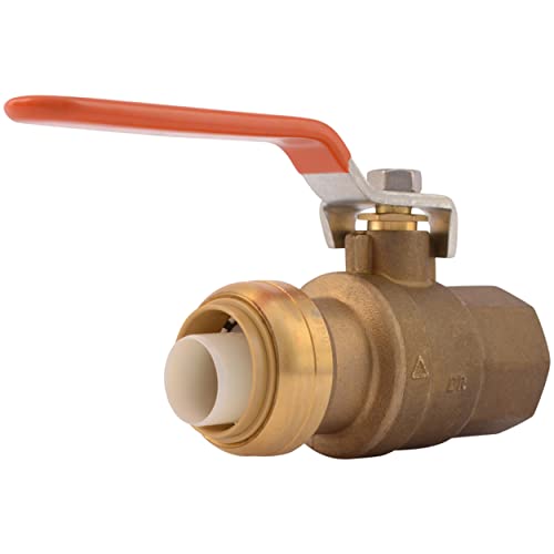 SharkBite 1 x 1 Inch Ball Valve with FNPT Connector, Push to Connect Brass Plumbing Fitting, PEX Pipe, Copper, CPVC, PE-RT, HDPE, 22187-0000LF - size: 1 in. x 1 in., style: SharkBite