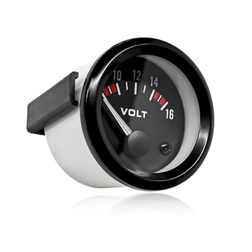 2" 52MM Car Voltage Gauge, DC 12V 8-16V Pointer Voltmeter with Backlight, Universal LED Light Voltage Meter Digital Volt Gauge for Trucks SUVs RVs, Car Accessories