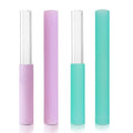 4 Pcs Singing Bowl Mallet Set Includes Solid and Hollow Acrylic Silicone Rubber Striker Mallet for Playing Quartz Crystal Singing Bowls with Bundle Pocket(PurpleGreen) - color: PurpleGreen