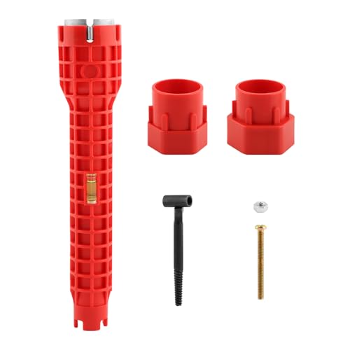 Saycker 8 in 1 Kitchen Faucet Sink Basin Wrench, Pipe Wrench Plumbing Tool - color: Red,8 In1