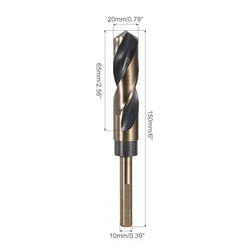 uxcell 3pcs Reduced Shank Twist Drill Bits 20mm Black Nitride & Gold Titanium Coated High Speed Steel 4341 with 10mm Shank for Stainless Steel Alloy Metal Plastic Wood - size: 20mm x 10mm