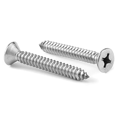 #6 x 1-1/4" Wood Screw 100Pcs 18-8 (304) Stainless Steel Screws Flat Head Phillips Fast Self Tapping Drywall Screws by SG TZH - size: #6 x 1-1/4"