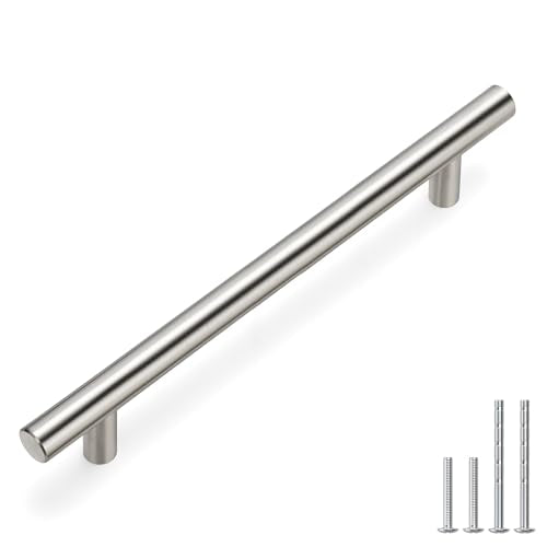 homdiy Cabinet Handles Brushed Nickel Drawer Pulls - 6-1/4in Hole Centers Kitchen Cabinet Handles Modern Cabinet Hardware for Dresser Drawers - color: Brushed Nickel, size: 6-1/4in hole centers