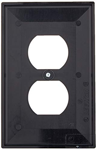Leviton 1-Gang, 1-Duplex, Midway Nylon Wallplate, Midway Size, 1 Pack, PJ8-E, Black - color: Black, size: 1 Pack