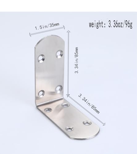 4 Pack Flat Mending Plate for Wood, Stainless Steel Straight Brackets Flat Repair Fixing Wood Brace Joining Plates Connector with Fixing Screws (8, L-Shaped Bracket 1.5*3.34*3.34in) - size: L-Shaped Bracket 1.5*3.34*3.34 in