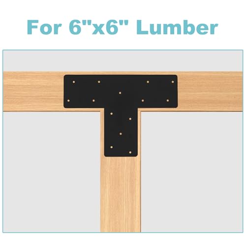 4 Pcs 16.9"x 5" T Post Bracket for Pergola - style: T Shape Strap Plate(16.9"x 5")