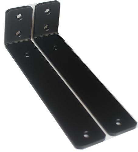 2 Pack - L 8" x H 2" x W1.5, 5mm Thick Black L Shelf Bracket, Iron Shelf Brackets, Metal Shelf Brackets, Floating Shelf, Shelf Supports with Screws - size: 8''x2'', style: Black 2 Pack