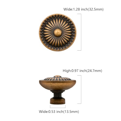Asidrama 10 Pack Brushed Antique Brass Kitchen Cabinet Knobs - color: Brushed Antique Brass, size: Single Hole Knob