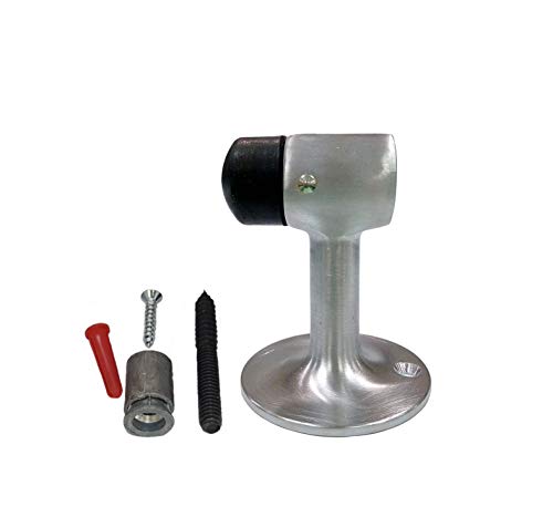 QCAA Solid Brass Door Stop, 3" Height, Satin Chrome, 1 Pack - color: Satin Chrome (3"), size: 1 Pack