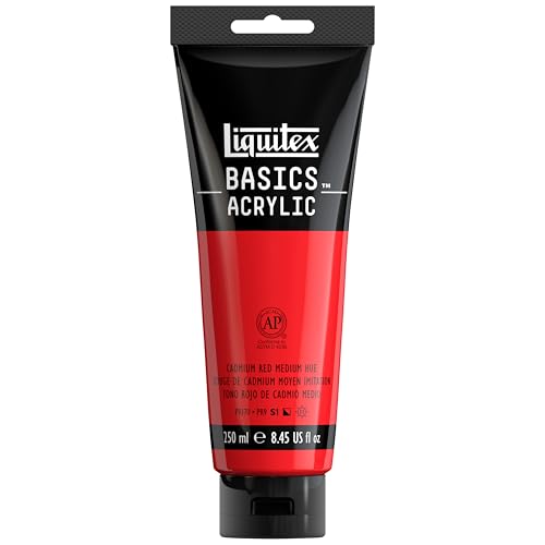 Liquitex BASICS Acrylic Paint, 8.5-oz Tube, Cadmium Red Medium Hue - color: Cadmium Red Medium Hue, size: 8.45 Fl Oz (Pack of 1)