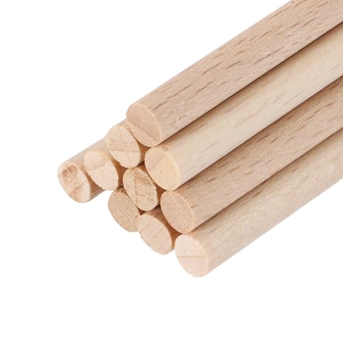 MECCANIXITY Wooden Dowel Rods,(6mm) 1/4 x 6 Inch Round Wooden Rod Unfinished Solid Wood Sticks Crafts Wand for Arts Decoration, Craft and DIY Projects Wand,Pack of 10 - size: (6mm)1/4 x 6 Inch