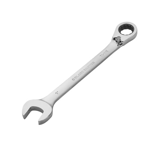 BLACK CANYON 1 Inch Ratchet Combination Wrench, 12-Point Box End & Hex Opening, Polished Steel Ratcheting Wrench with SAE & Metric Sizes - size: 1 Inch, style: Inch