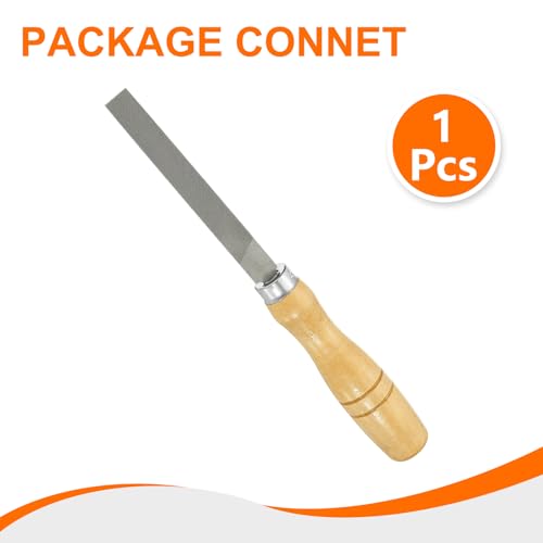 HARFINGTON Flat Thin Cut File 4" Double Cut Teeth High Carbon Steel Hand Rasp File with Wood Handle for Metal Wood Deburring Removing - size: 4", style: Thin