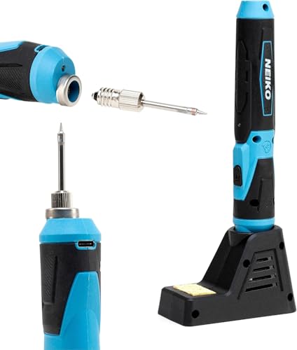 NEIKO 40421A Wireless Soldering Kit, Mini USB Rechargeable Solder Iron Pen, Rapid Heat 356-750°F (180-400°C) Electrical Soldering Kit, LED, 4V Lithium-Ion Battery, Cordless Soldering Iron Kit - style: Cordless Soldering Kit