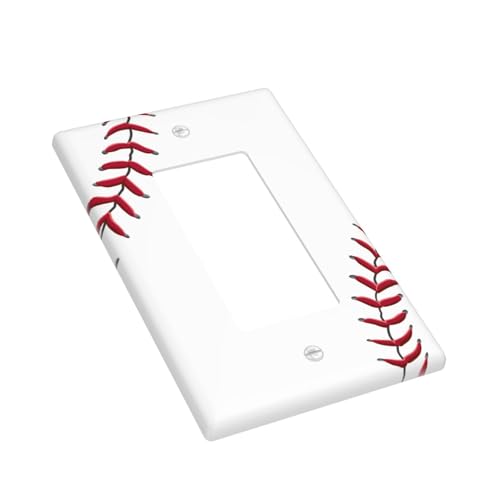 Baseball Single Rocker Light Switch Cover Plate | Fits standard 2-gang toggle and rocker switches, Durable polycarbonate thermoplastic with fade-resistant printed finish - color: Baseball, size: Single Rocker