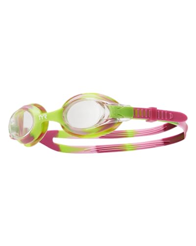 TYR Kids' Swimple Goggles - Colorful Swim Goggles for Beginners - color: Rasberry/Green