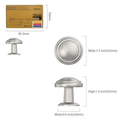 Amerdeco 10 Pack Brushed Satin Nickel Cabinet Knobs Single Hole Cabinet Pulls 1 Inch Drawer Knobs for Bathroom Cabinets ZH0086 - color: Brushed Satin Nickel, size: 1" Single Hole