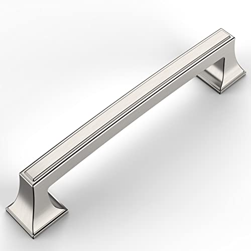 Amerdeco 10 Pack Brushed Satin Nickel Cabinet Pulls 5 Inch(128mm) Hole Center Cabinet Hardware Kitchen Cabinet Handles for Bathroom Drawer Pulls Dresser Pulls ZH0010 - color: Brushed Satin Nickel, size: 5"/128MM Hole Center