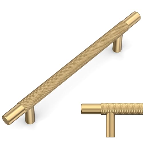 Amerdeco 10 Pack Champagne Bronze Knurled Cabinet Pulls 5 Inch Hole Centers Kitchen Cabinet Handles Hardware Kitchen Handles for Cabinets Handles IH0006 - color: Champagne Bronze, size: 5"/128MM Hole Center