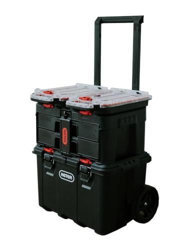 Keter Stack N Rolling Tool Box Modular Storage System 4 Piece - color: Black/Red, size: 4PC System