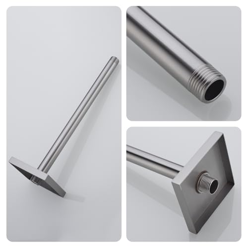 Wall Mounted Stainless Steel Shower Head Extension Arm Bathroom Accessories 12 Inch Brushed Nickel,SW-91038-12BN-SQ. - color: Right Angled Square Flange-12" Brushed Nickel