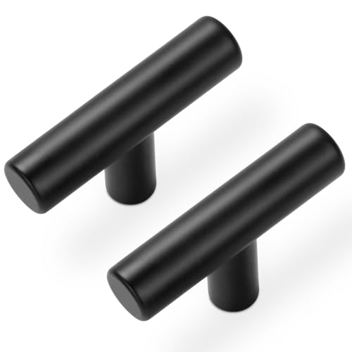 Estmoon 30 Pack Cabinet Knobs Matte Black Drawer Knobs Stainless Steel 2 Inch Overall Length Dresser Knobs for Cabinets Cupboard Bathroom Kitchen Hardware, Single Hole T Bar Knobs - color: Matte Black