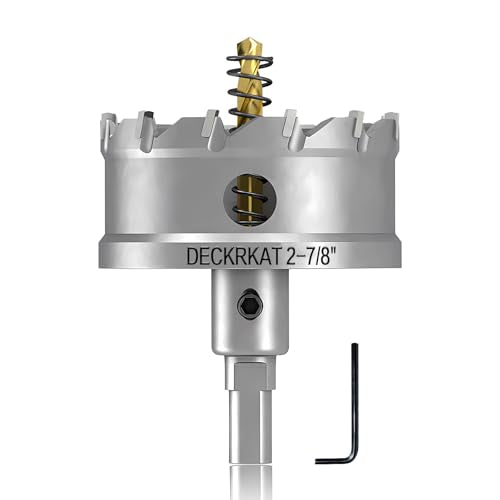 DECKRKAT 2-7/8" TCT Hole Saws for Hard Metal, Heavy Duty 73mm Tungsten Carbide Tipped Hole Cutters Set with Spring-Loaded Pilot Drill Bits for Stainless Steel, Metal, Iron, and Plastic. - size: 2-7/8" (73mm)
