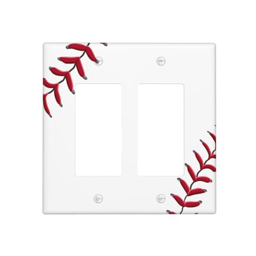 Baseball Double Rocker Switch Cover Plate | Fits standard 2-gang toggle and rocker switches, Durable polycarbonate thermoplastic with fade-resistant printed finish - color: Baseball, size: Double Rocker