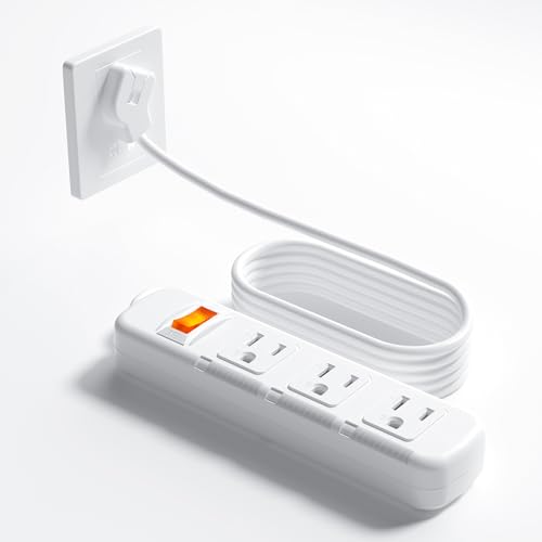 Flat Plug Power Strip Surge Protector 3 Outlets, Extension Cord 3 ft 3 Prong, 300J, 10A/1250W, Overload Protection Switch, Plug Strip for Home Office, Child Safety Slide Outlet Covers - style: 3ft/Ultra-thin Flat Plug