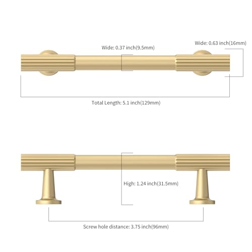Asidrama 10 Pack 3.75 inch Brushed Gold Kitchen Cabinet Handles - color: Brushed Gold, size: 3.75" Hole Center