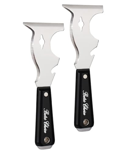 Bates- Paint Scraper, 10 in 1, 2 pcs, Metal Hammer End, Paint Scrapers for Wood, Putty Knife, Metal Scraper, Spackle Knife - color: Black, size: 2 Pack