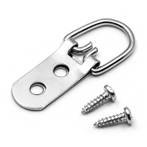 PHS 2 Hole Heavy Duty D-Ring Hangers, Holds 40 lb, 100 Pack with Screws - size: 100 Pack