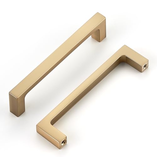 Ravinte Champagne Bronze Kitchen Cabinet Solid Handles,4 Inch,5 Pack - color: Champagne Bronze, size: 4 Inches Hole Center