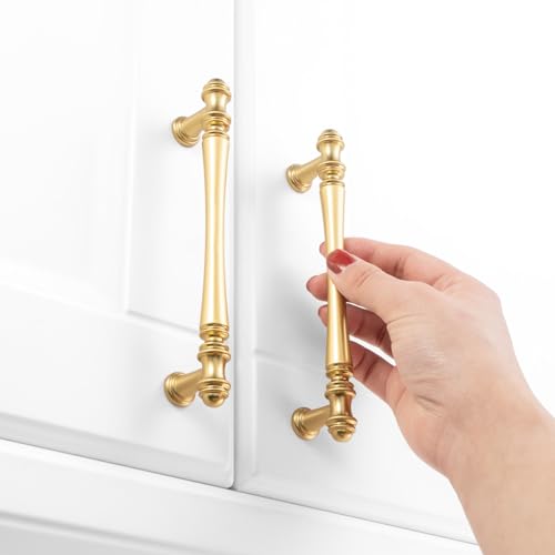KOOFIZO 30 Pack 5 in Brushed Gold Cabinet Pulls, Gold Drawer Handles P30 - color: Brushed Gold, size: 5" CC - 30Pcs
