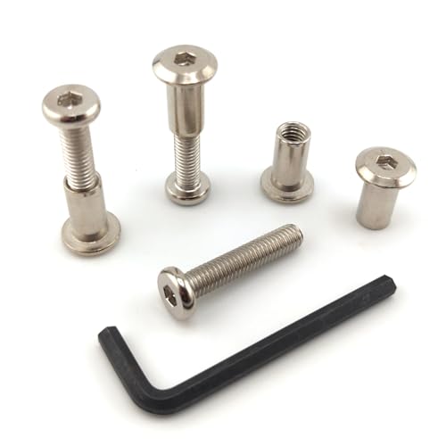 M6 x 1" Hex Drive Socket Cap Bolts Screws Kit,ALLOYPRO 30-Sets Binding Post Screws Socket Cover Connecting Bolt Fixing Post Screw for Furniture Chair Crib Table Cabinets,M6x25mm - color: Silver, size: Silver-M6*25mm-30sets