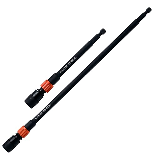 Klein Tools 80208 6 and 12-Inch Dual-Lock Extension Set, 1/4-Inch Hex Shank Impact Bit Holder, Quick-Release Locking Mechanism with Secondary Twist Lock, Compatible with Impact Drivers and Drills - size: 6-Inch and 12-Inch