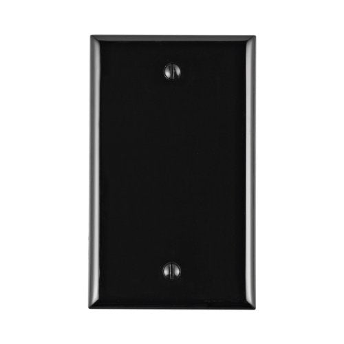 Leviton 1-Gang No Device Blank Wallplate, Standard Size, Thermoplastic Nylon, Box Mount, 80714-E, Black - color: Black, size: 1 Pack