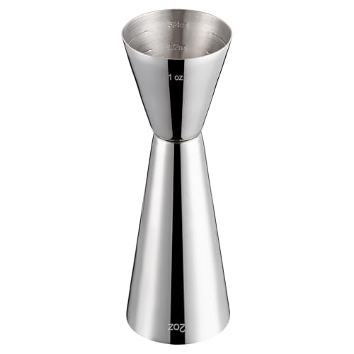 Briout Double Cocktail Jigger for Bartending, 2 OZ & 1 OZ, Flat Edge - color: Silver, size: Flat Edge-1oz/2oz-1PC