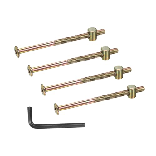 PATIKIL 4 Set Bunk Bed Bolts and Nuts Kit, M6x100mm Furniture Bolts Hex Drive Socket Cap Hardware Replacement for Beds Headboards Chairs - size: M6x100mm