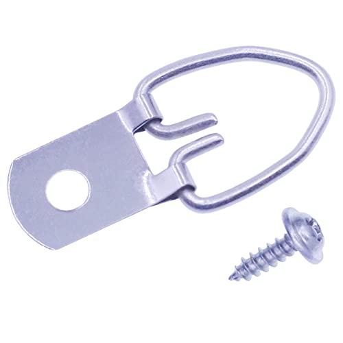 D-Ring Picture Hangers with Screws 100 Pcs, Single Hole Picture Hanging Hardware, Picture Hooks for Mirror, Clock, Decoration, Paintings, Artwork Picture Frame - size: 100 Pcs Single Hole