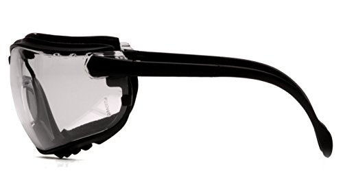 Pyramex V2G Safety Glasses, Black Frame/Amber Anti-Fog Lens - color: Black Frame/Clear Anti-fog Lens