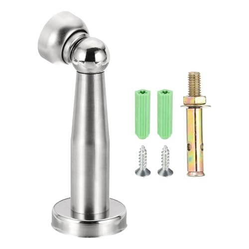 uxcell 4.9" Magnetic Door Stoppers, Wall Floor Mounted Magnetic Door Catch Holder, Stainless Steel Door Stops for Bedroom, Bathroom, Kitchen, Office, Silver - size: 4.9"