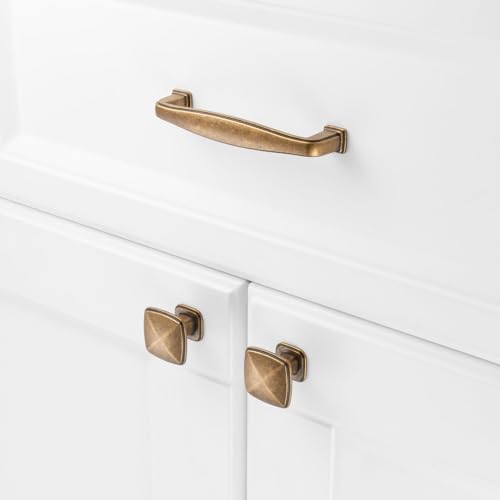 KOOFIZO 10 Pack 3-3/4 in Antique Brass Cabinet Pulls, Drawer Handles 1817 - color: Antique Brass, size: 3-3/4" CC - 10Pcs