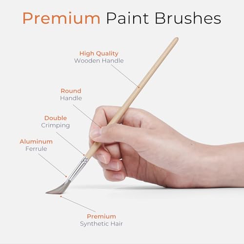 Nicpro 32pcs Paint Brush Set, Acrylic Paint Brushes, Professional Artist Series with Paint Spatula and Cloth Roll, Paintbrushes for Oil, Acrylic Canvas Paintings, Watercolor, Art Supplies - color: Beige