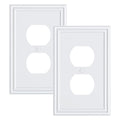 2-Pack Zinc Alloy Single Duplex Outlet Cover Plate, Solid Receptacle Cover - color: Pure White, size: 1 Duplex 2PK